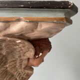 Nineteenth century plaster wall console, cherub decoration