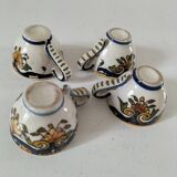 Set of 4 miniature earthenware cups with Old Rouen decor