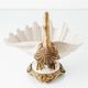 Sculptural Art Nouveau Swan Coupe in Crackled Glazed Porcelain and Gilded Metal