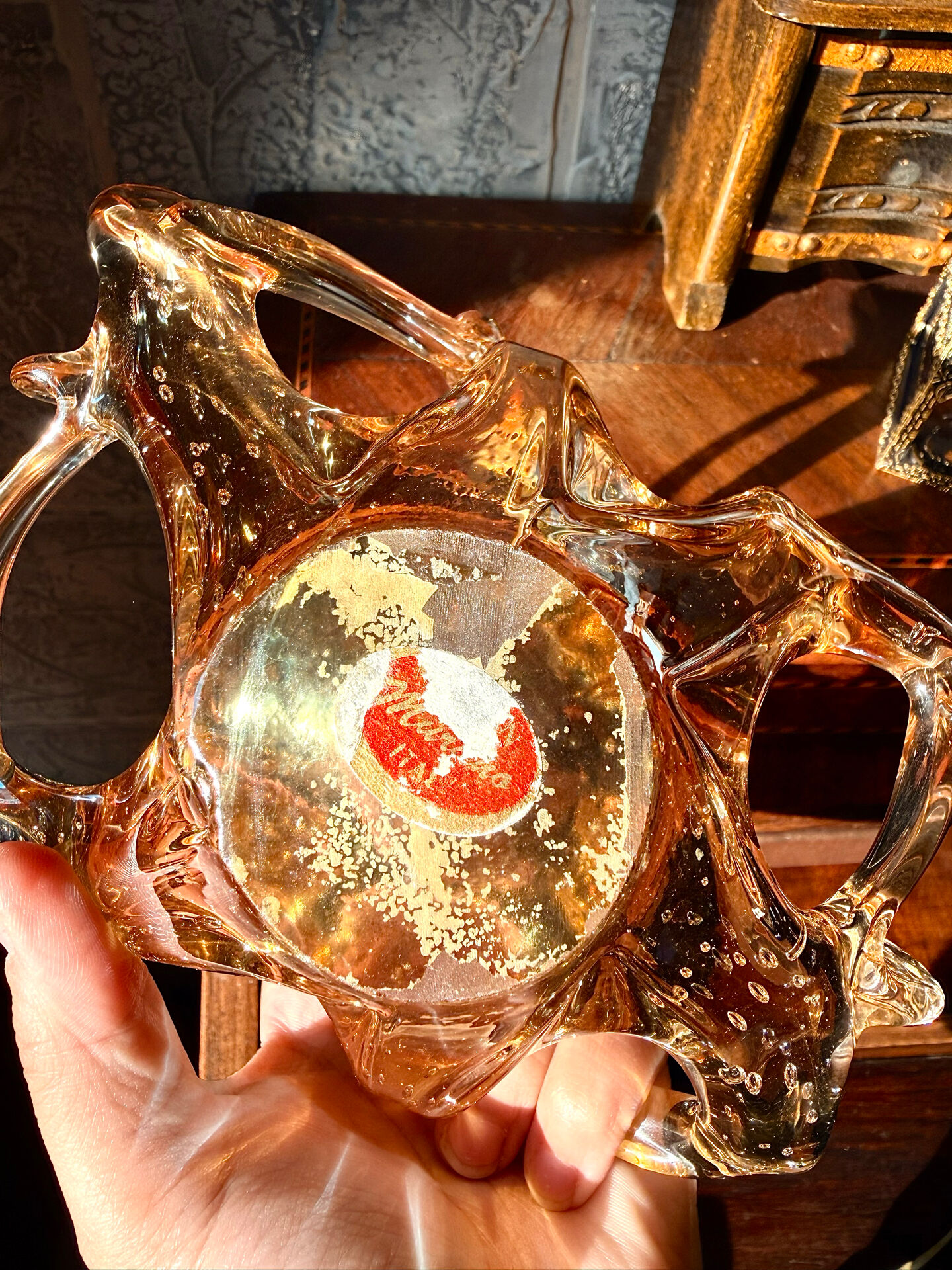 Vintage amber glass Murano cup