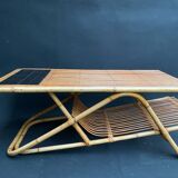 Rattan and ceramic coffee table