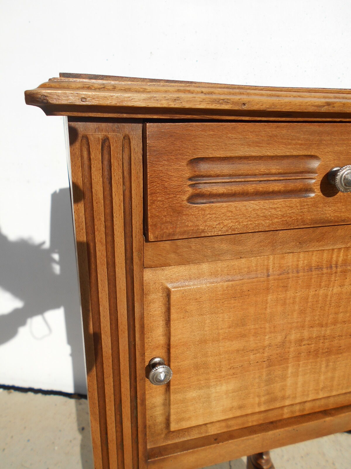Solid walnut bedside table in Louis XVI style