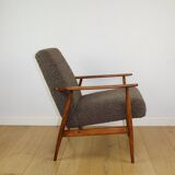 Armchair 'Lis', 1970s brown chocolate brown boucle design by Henryk Lis - 2 pieces available