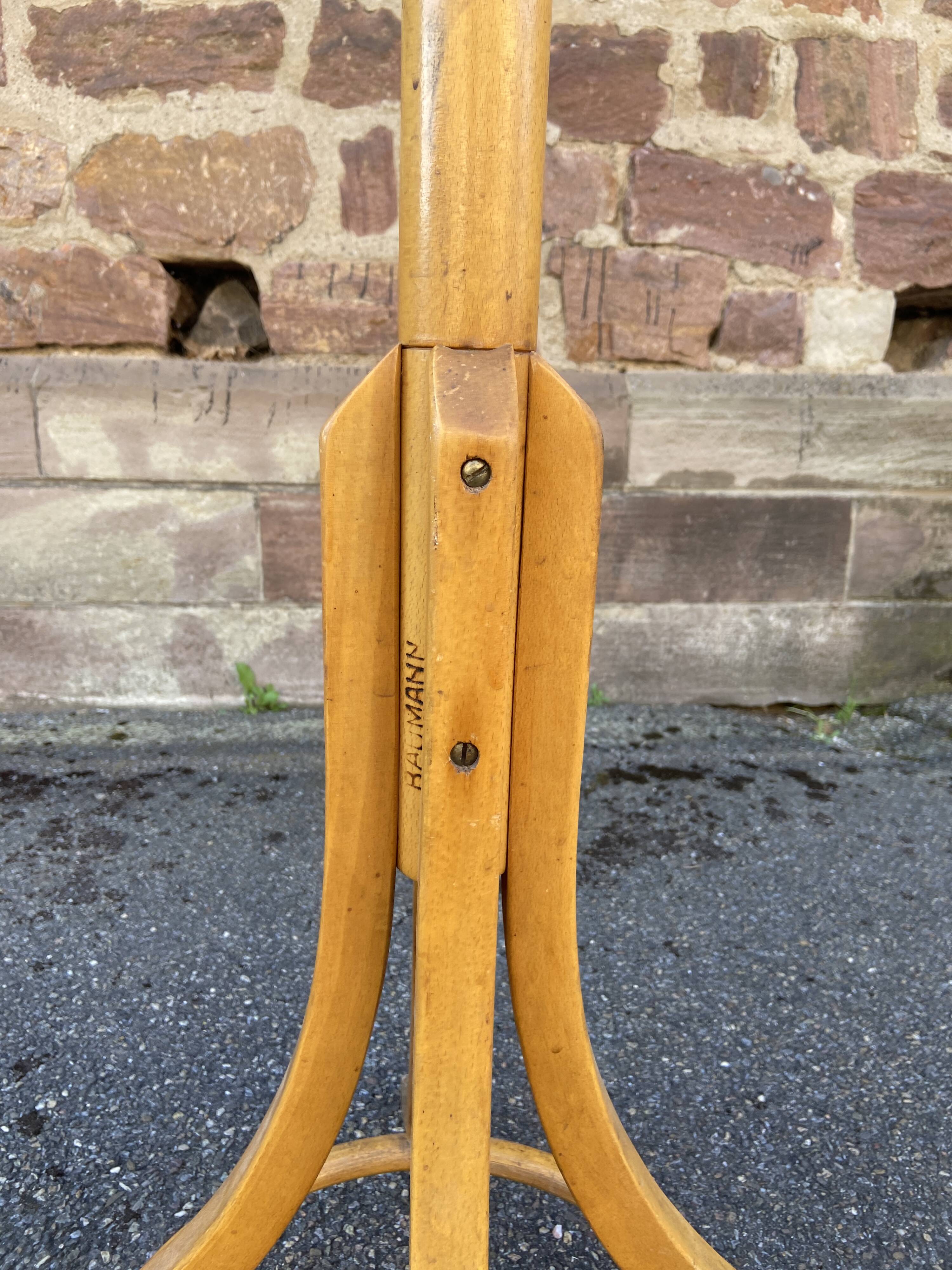 Antique French Art Deco Parrot Coat Rack Curved Wood Baumann