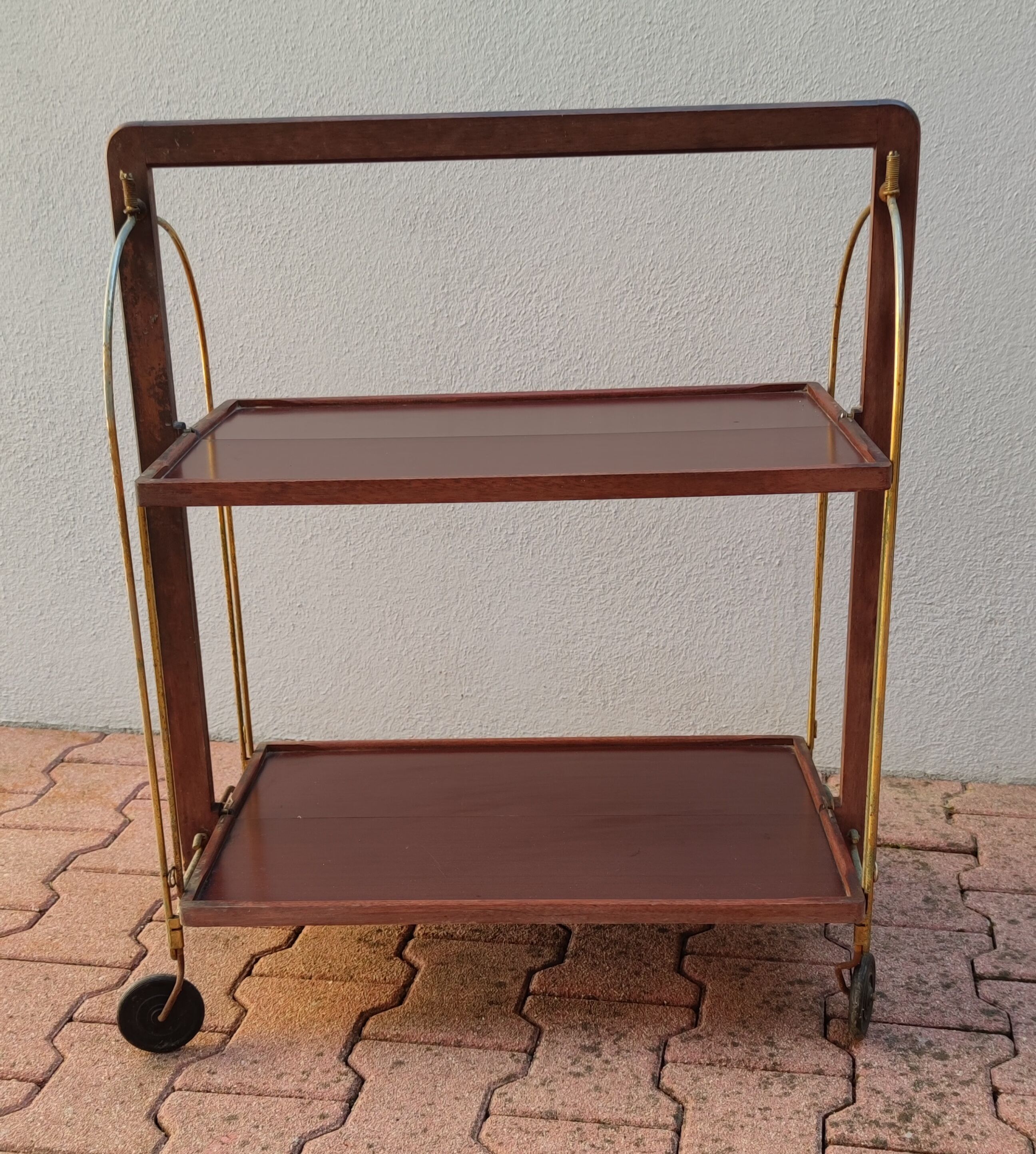 Folding side table with wheels