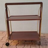 Folding side table with wheels