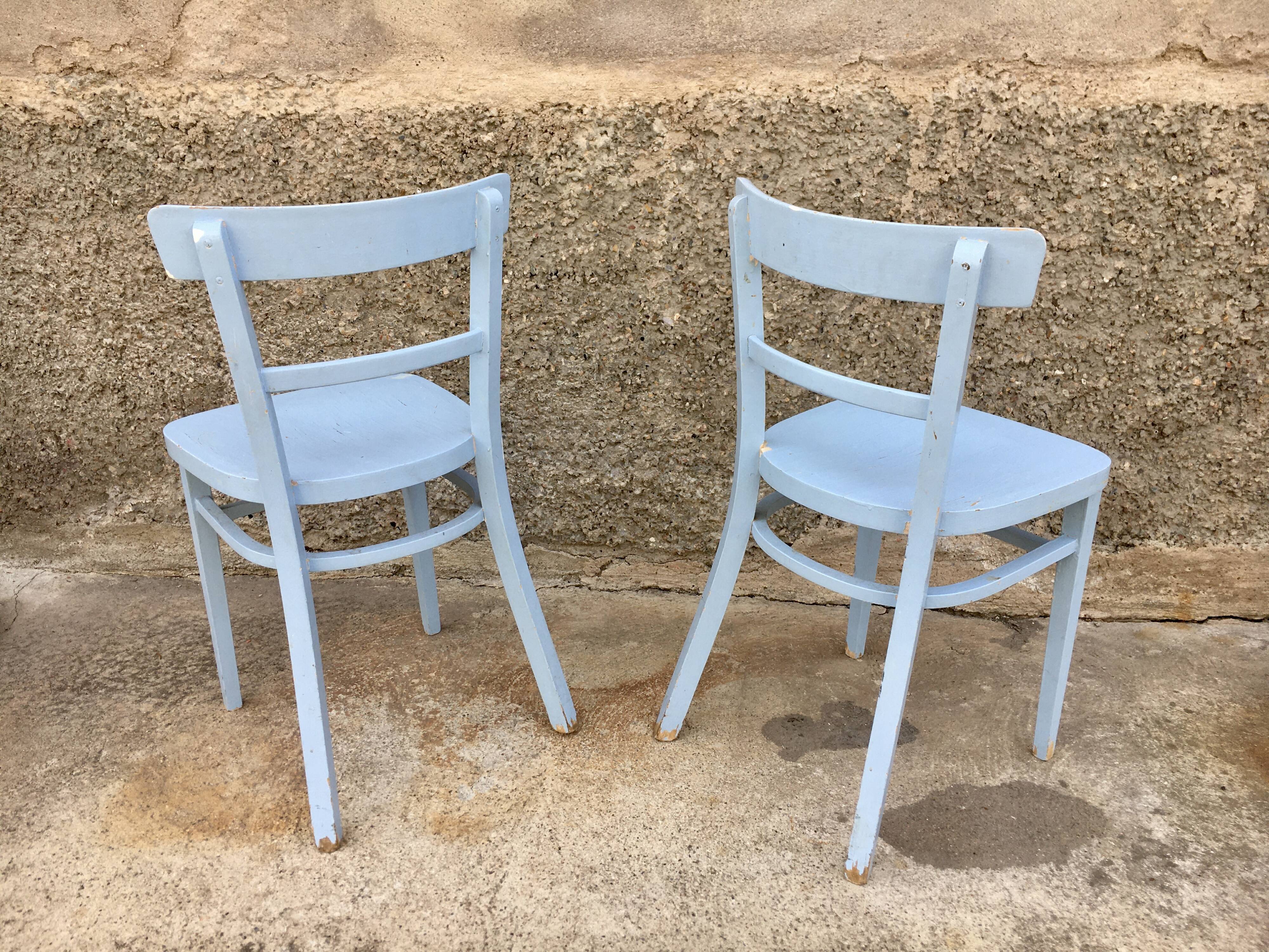 Paire de chaises en bois troquet