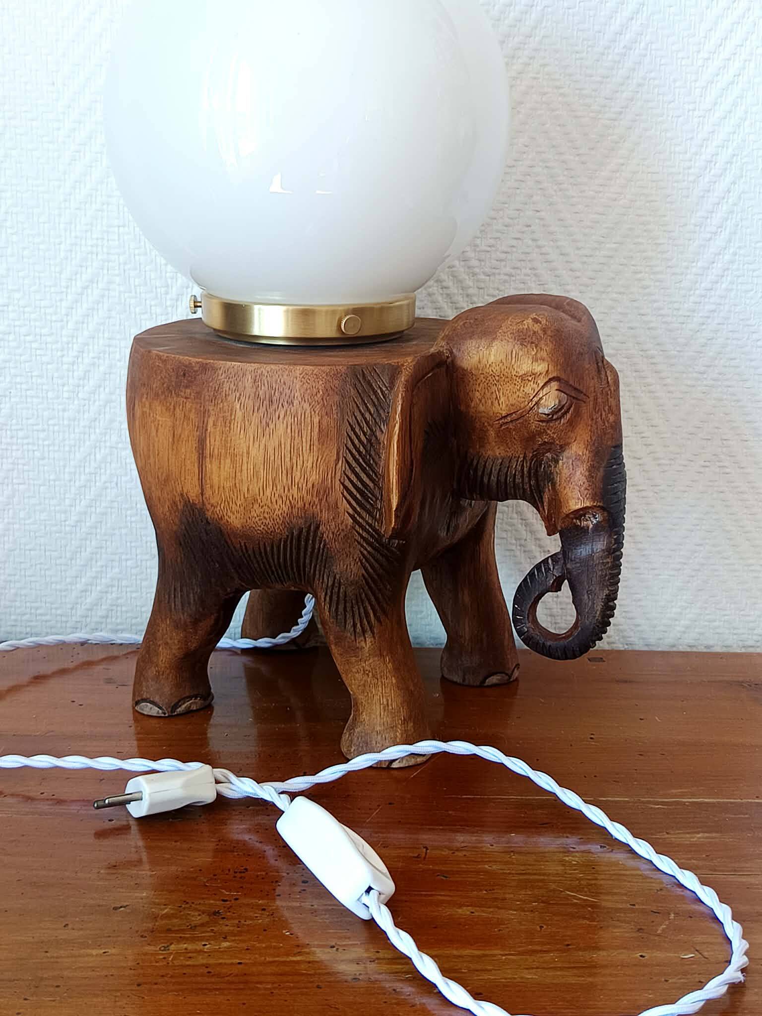 Elephant lamp and opaline