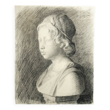 Drawing of the bust of a young man by Andrea Della Robbia