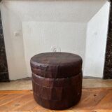 Patchwork leather storage pouf by De Sède, 1970.