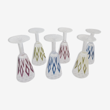 6 Harlequin champagne flutes by VMC Reims