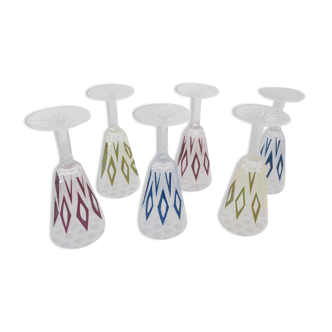 6 Harlequin champagne flutes by VMC Reims