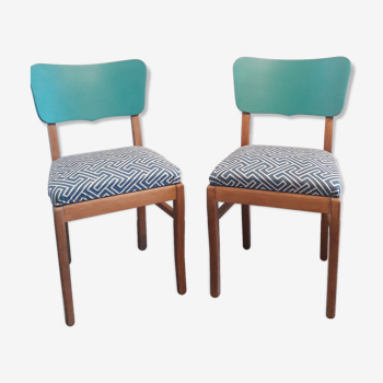 Pair of chairs renovated graphic patterns