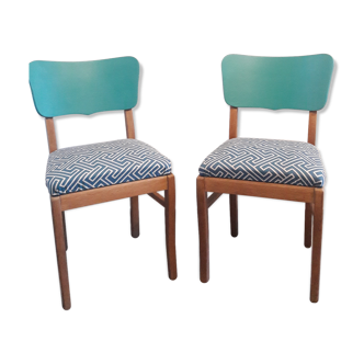 Pair of chairs renovated graphic patterns