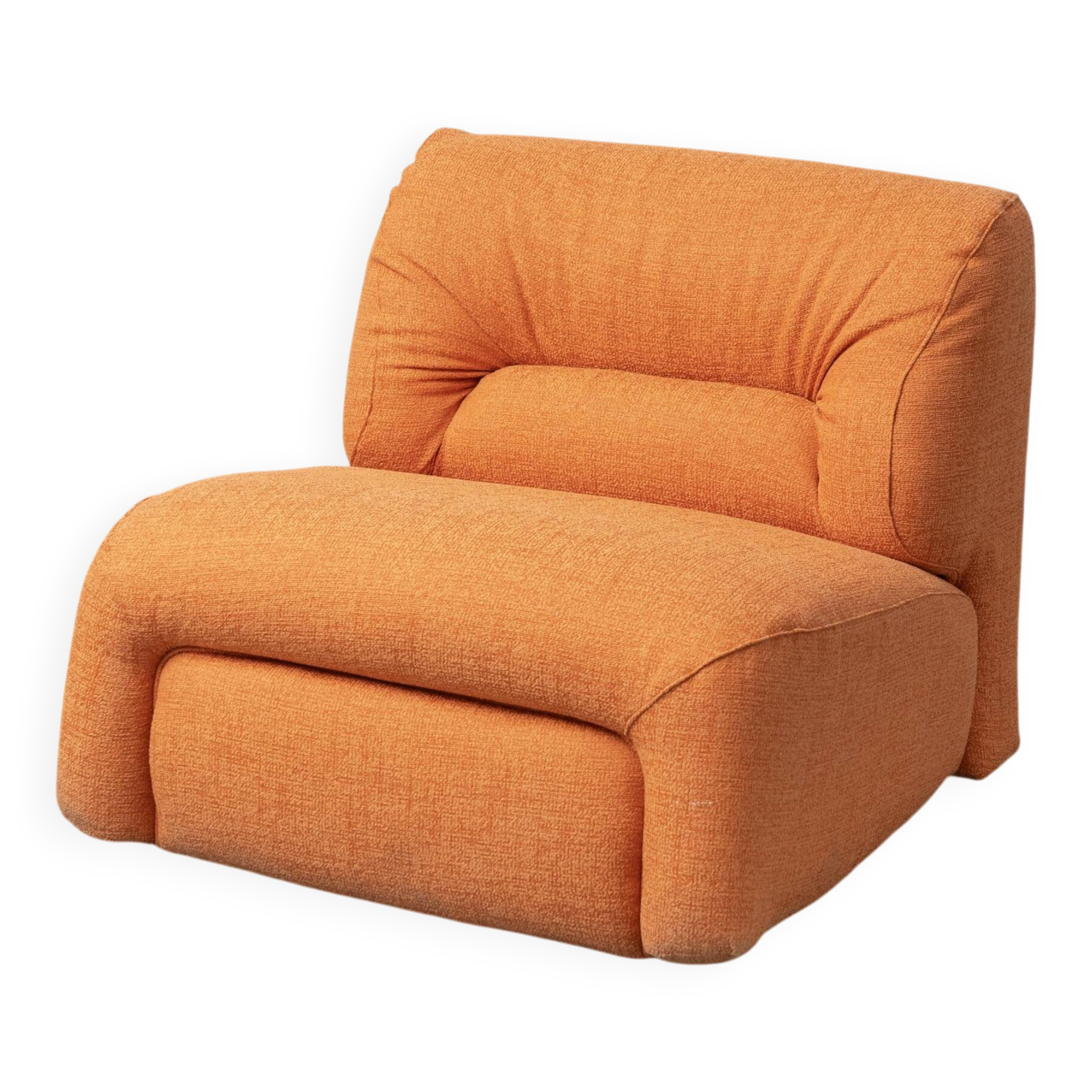 Vintage lounge armchair in orange fabric, 1970s design modernism