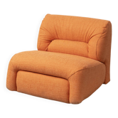 Vintage lounge armchair in orange fabric, 1970s design modernism
