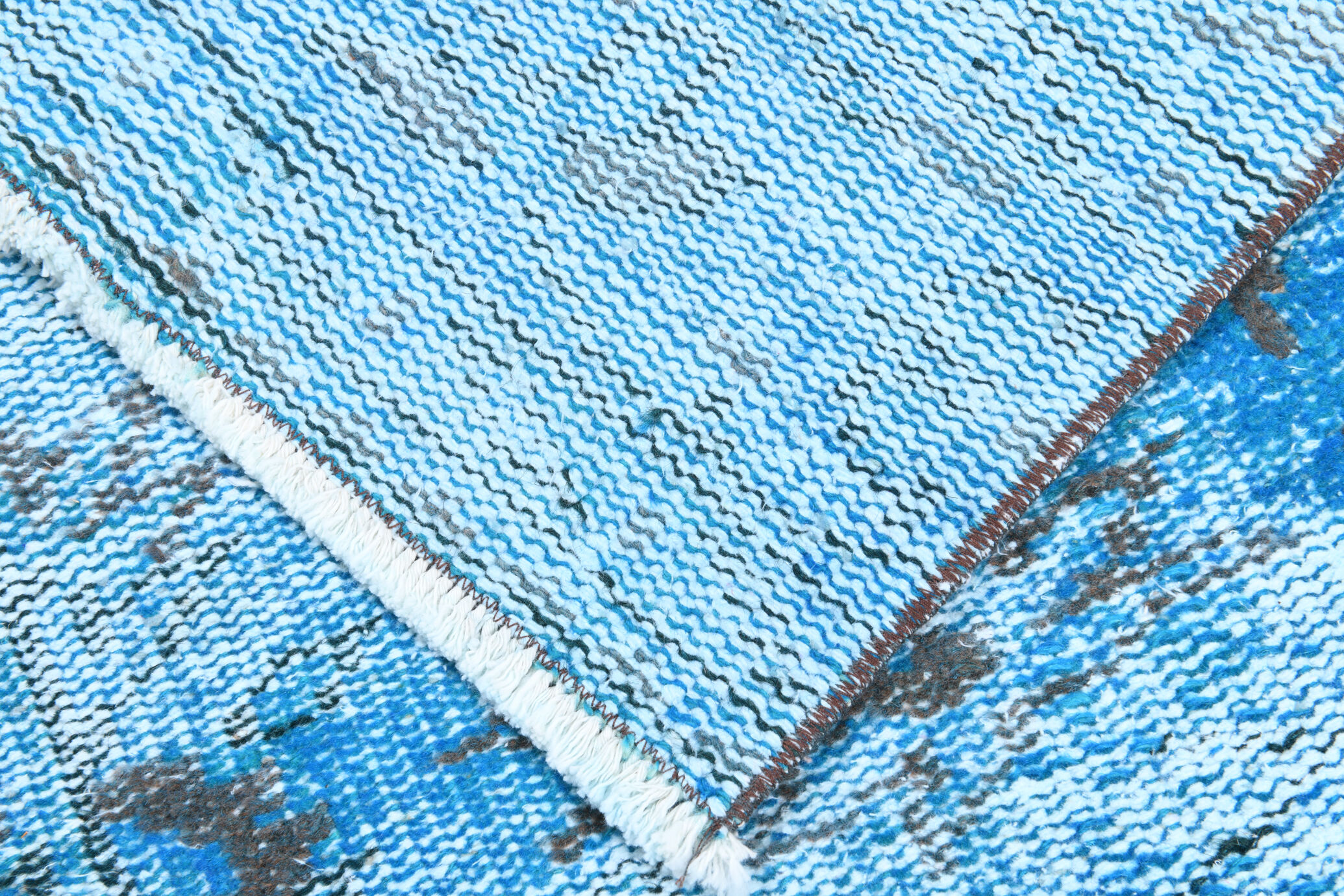 2x9 di̇stressed blue oushak runner rug, 282x75cm