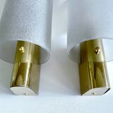 Paire Appliques Vintage Verre  Laiton