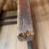 Pair of wood and straw stools