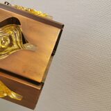 Older hanging lamp, made of metal with yellow prisms.