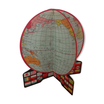 Globe des drapeaux, en carton des années 50 hollandaises