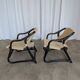 2 Vintage Espri Safari Lounge Armchairs / Rare Mid-century Black Bamboo and Beige Fabric Easy C