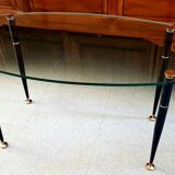 1950 oval coffee table in steel and brass glass