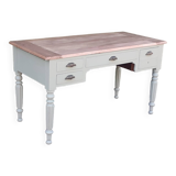 Old green wood 4-drawer desk in Luxembourg raw wood
