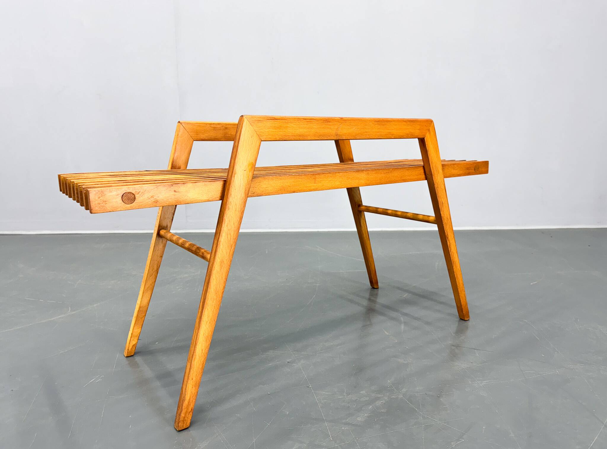 Mid Century Slatted Flower Stand, Czechoslovakia