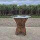 Sheaf of wheat bamboo dining table glass top McGuire 1970s