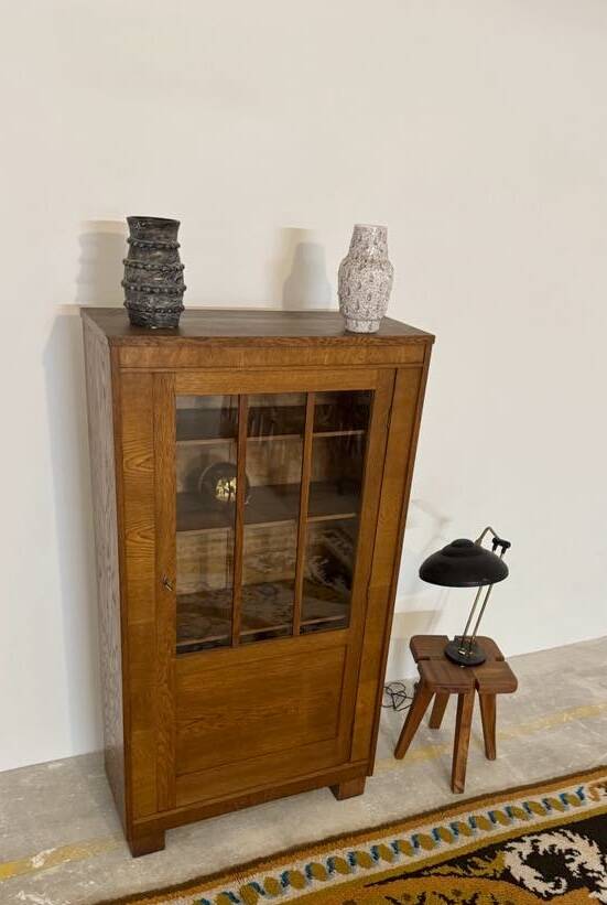 Small vintage art deco oak bookcase