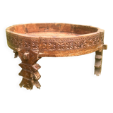 1920s Indian Tribal Chakki Molded Teak Table