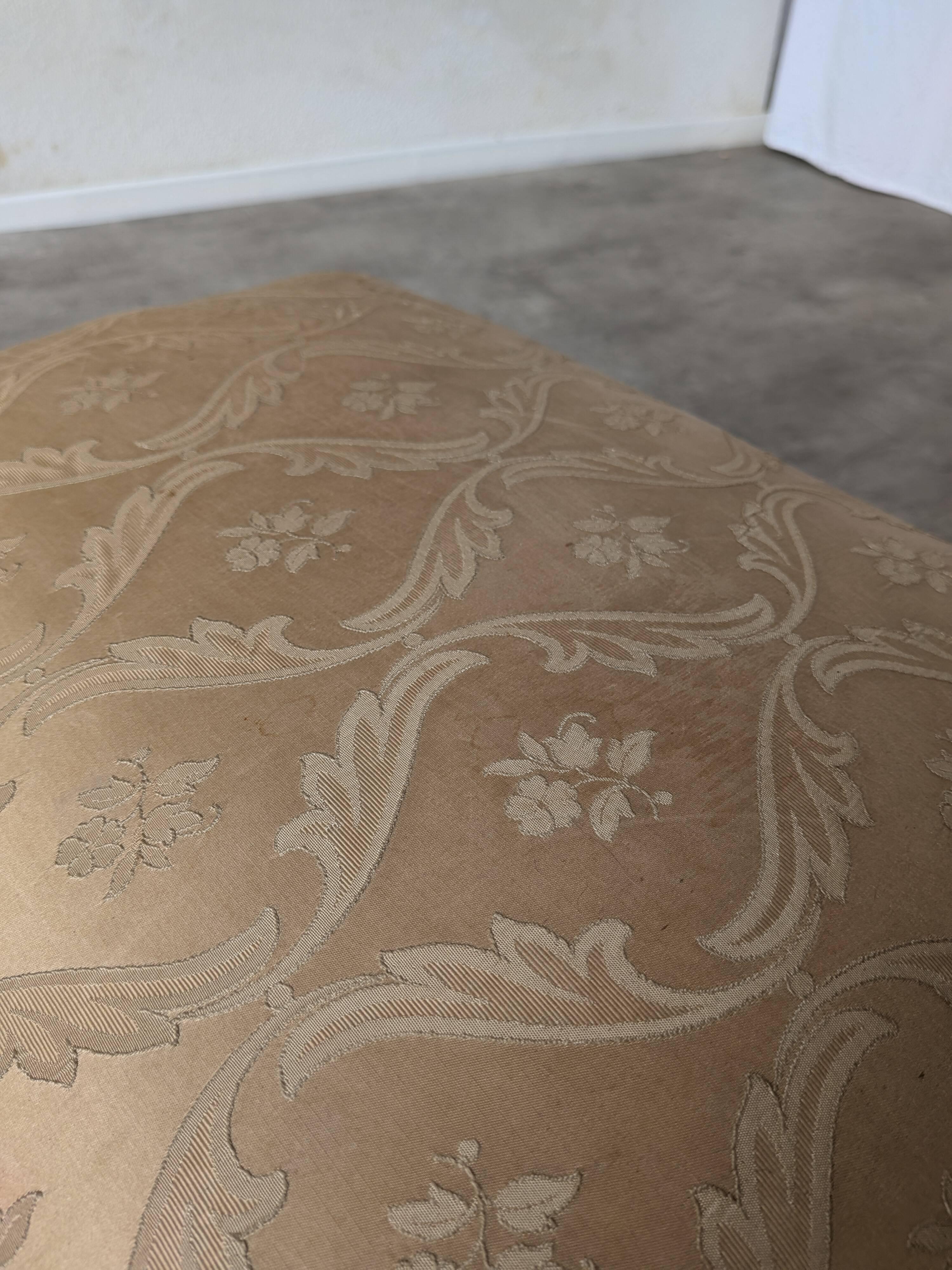 Vintage Gold Fabric Foot stool: Mid-Century Ottoman Tabure, 1970s