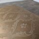 Vintage Gold Fabric Foot stool: Mid-Century Ottoman Tabure, 1970s