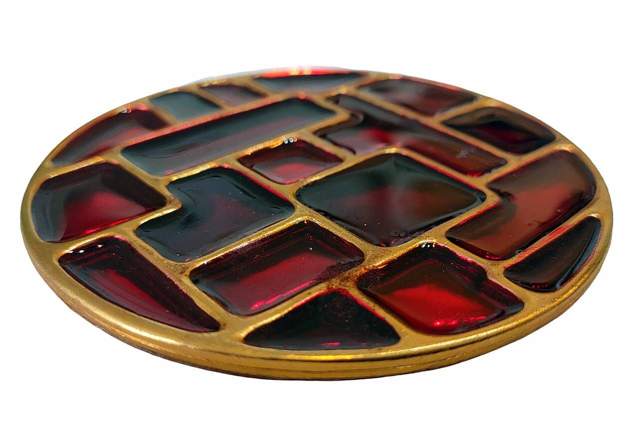 6 vintage cloisonné coasters in the style of mithé espelt, m. de crécy, ...