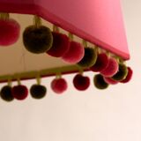 Pair of metal floor lamps with pink shades