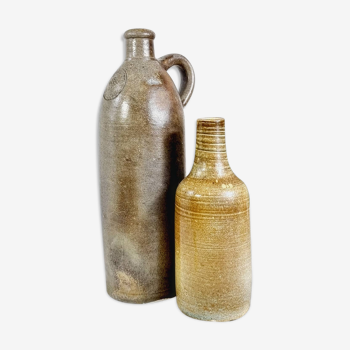 2 stoneware bottles without caps