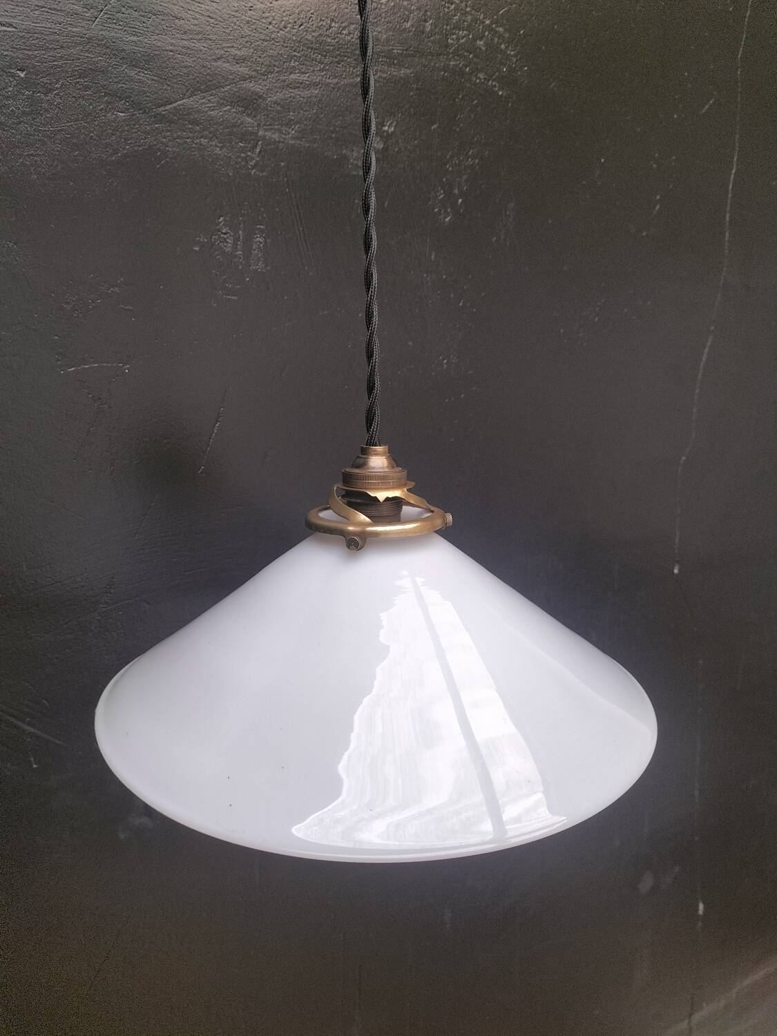 Opaline cone pendant light