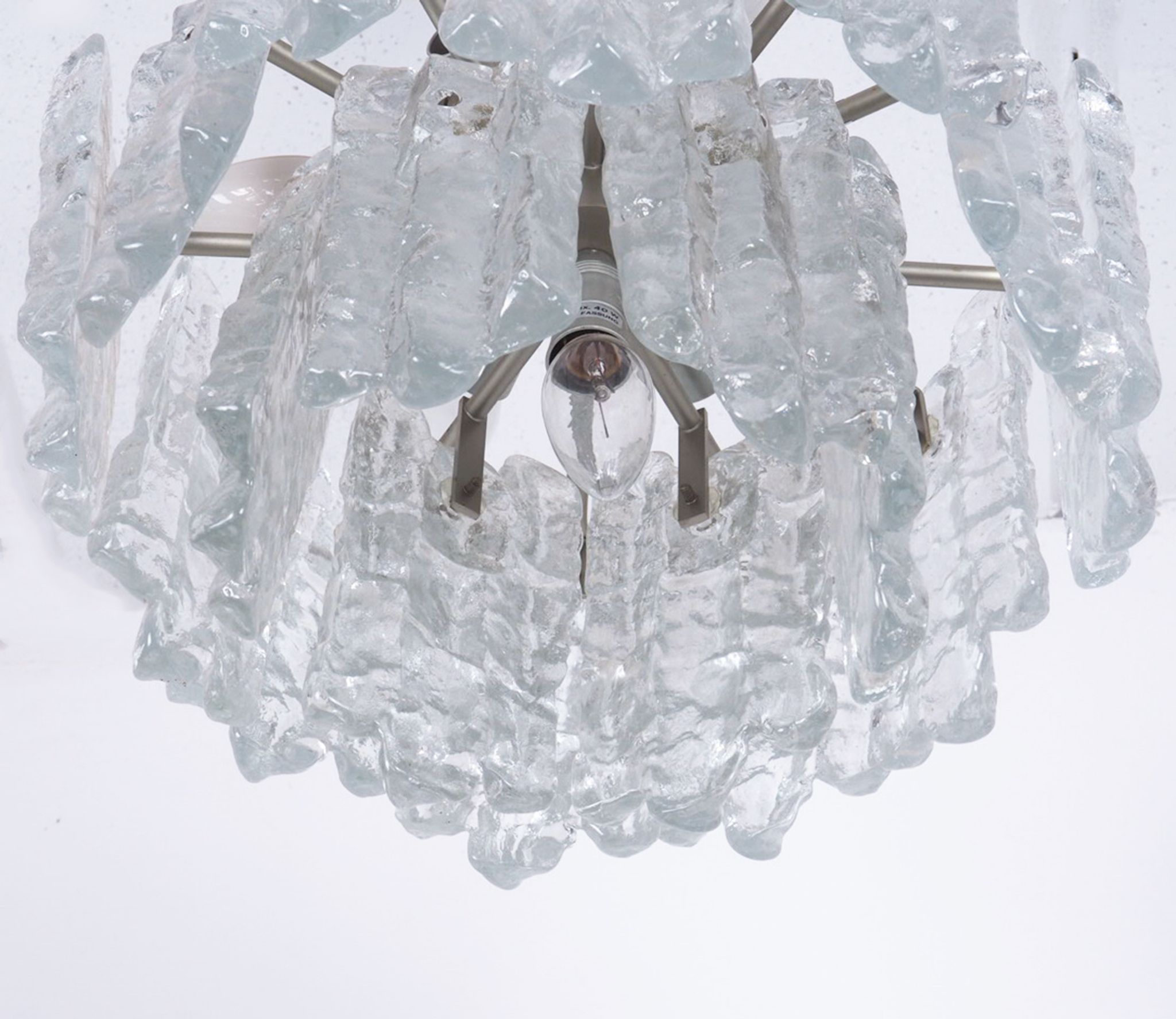 Ice Glass Chandelier by J. T. Kalmar for Kalmar Franken KG, 1960s