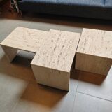 1980 Tables gigognes en travertin