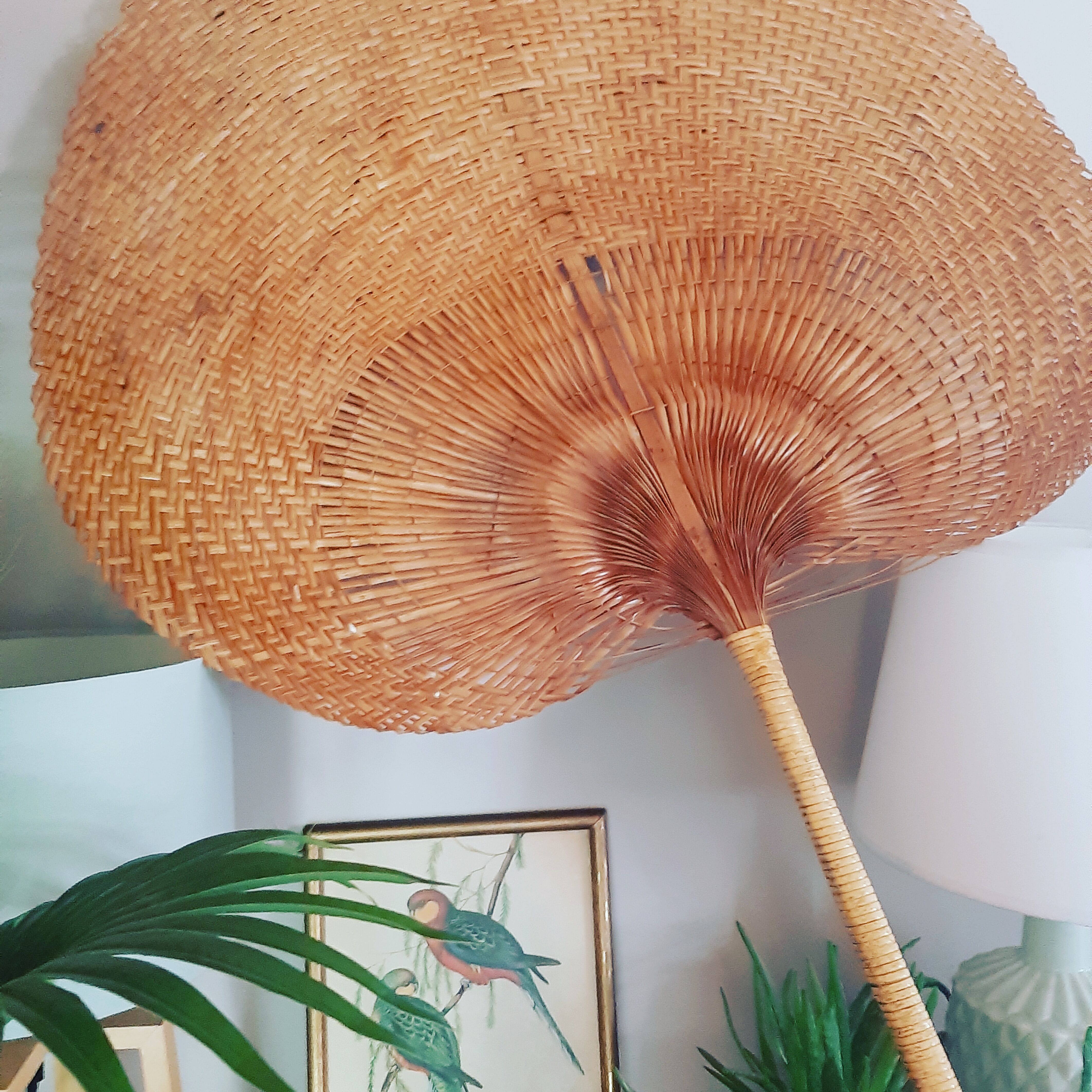 Grande palme en osier des années 60