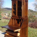 3-in-1 furniture: chest of drawers, secretary, and display cabinet, in walnut.