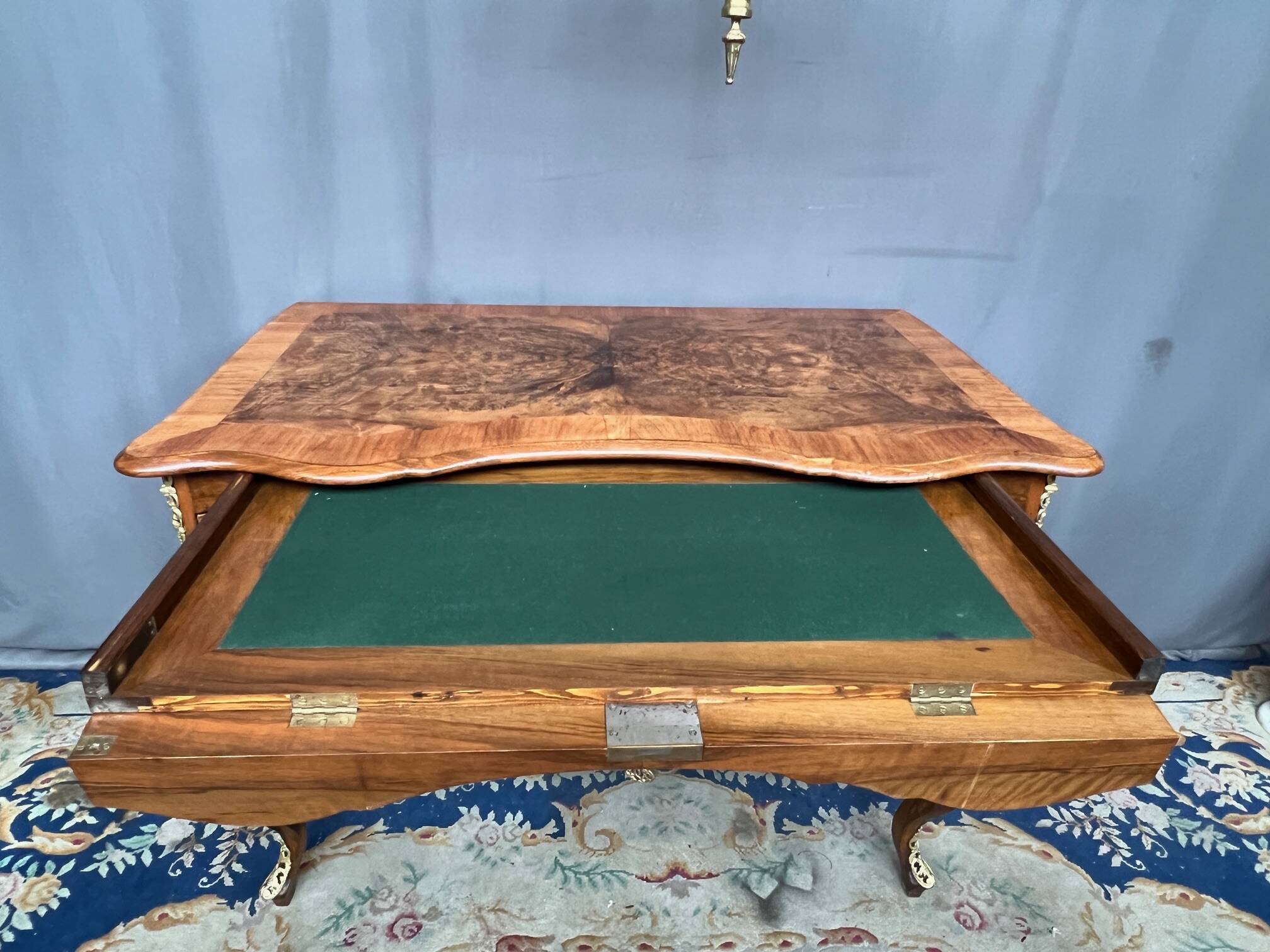 Antique baroque-style desk from Dresden with five drawers.