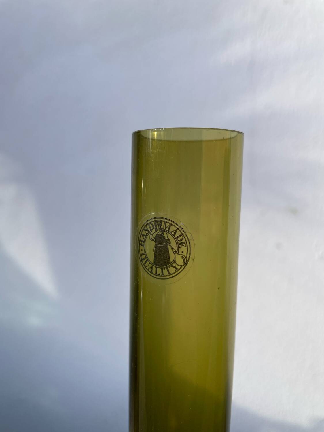 Trio de soliflore en verre vert olive / vases tubes