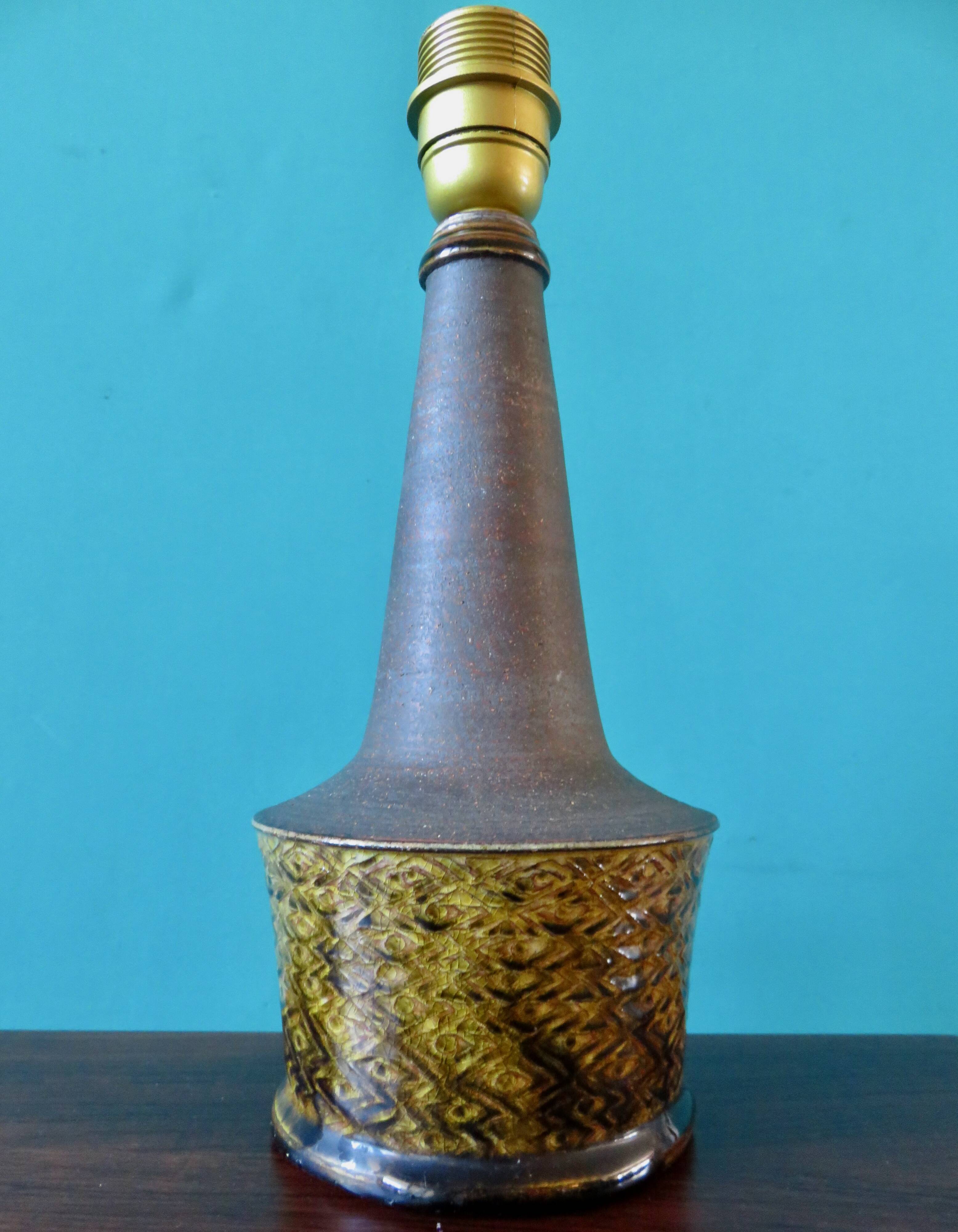 Bedside lamp in stoneware and ochre glaze. Nils Kahler, Denmark, 1965