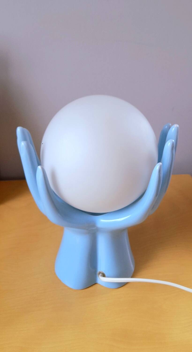 80s enameled ceramic hand lamp