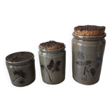 Série de 3 pots en grès émaillé motifs herbier Le Rivet