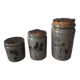 Série de 3 pots en grès émaillé motifs herbier Le Rivet