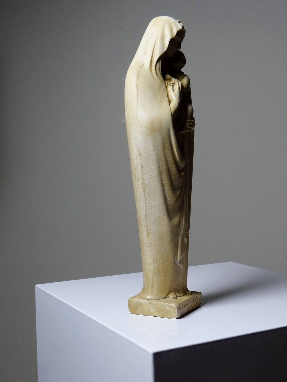 old "Virgin with the star" and child in waxed plaster