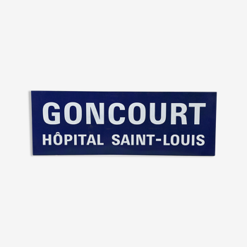 Plaque de métro « Goncourt Hôpital Saint Louis »